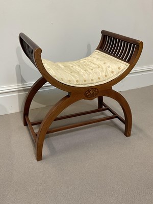 Lot 1139 - An Edwardian mahogany cross-frame stool,...