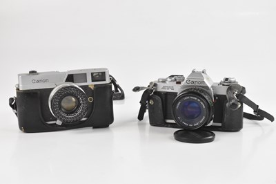 Lot 136 - CANON; a Canonet 35mm rangefinder camera,...