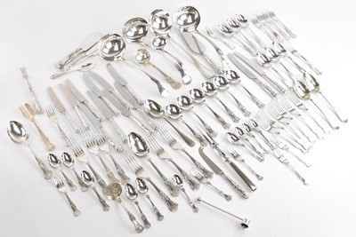 Lot 13 - A silver plated part suite of Kings pattern...