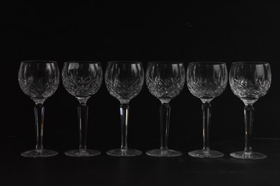 Lot 1602 - WATERFORD: six 'Lismore' pattern hock glasses...
