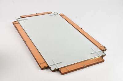 Lot 2089 - An Art Deco peach and clear glass rectangular...
