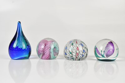 Lot 1605 - MURANO; a domed glass paperweight with open...