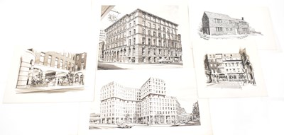 Lot 462 - EDWARD SCOTT JONES (b. 1922); four pen and ink...