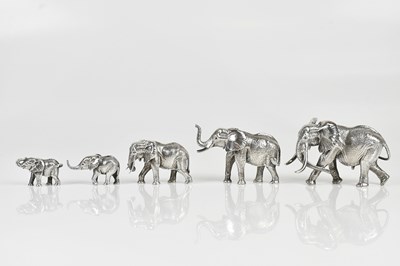 Lot 70 - PATRICK MAVROS; a herd of silver elephants,...