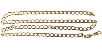 Lot 1014 - A 9ct gold flat curb link necklace with...
