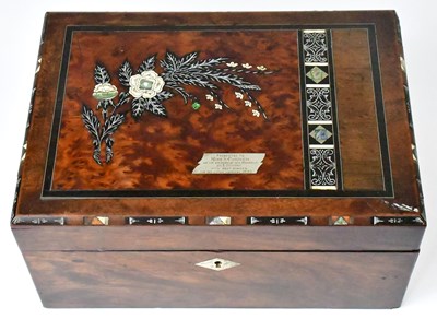 Lot 285 - A Victorian inlaid rosewood sewing box, with...