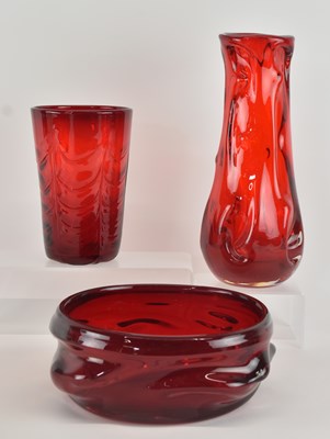 Lot 652 - WHITEFRIARS; a mid century ruby red art glass '...