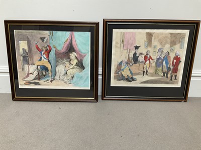 Lot 1679 - JAMES GILRAY; two coloured etchings, 'The...