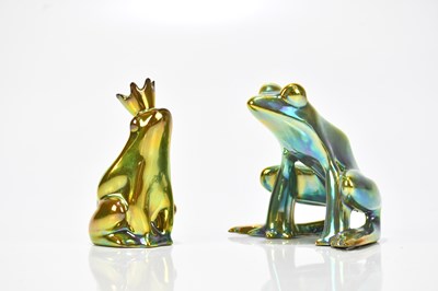 Lot 1423 - ZSOLNAY; two frog figures, including 'The Frog...