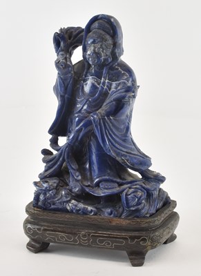 Lot 1008 - A 19th century Chinese carved lapis lazuli...