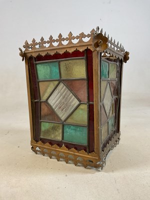 Lot 642 - A Victorian glass panelled and shaped brass...
