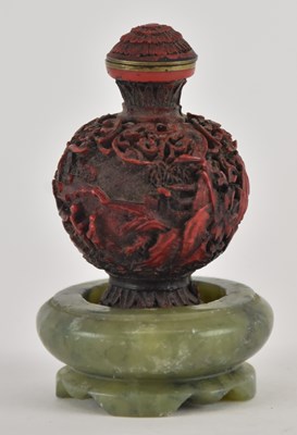 Lot 1026 - A Chinese cinnabar lacquered snuff bottle/seal,...