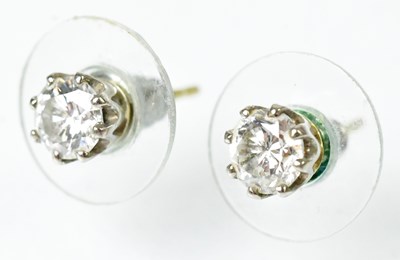 Lot 838 - A pair of yellow metal diamond stud earrings,...