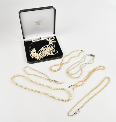 Lot 745 - A single stand cultured pearl necklace, a...