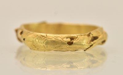 Lot 1351 - An interesting 18th century yellow metal posy...