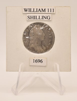 Lot 1606 - A William III 1696 hammered silver shilling,...
