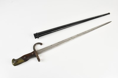 Lot 1315 - An 1887 French Chassepot bayonet with scabbard.