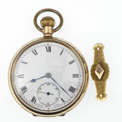 Lot 1083 - A gold plated open face crown wind pocket...