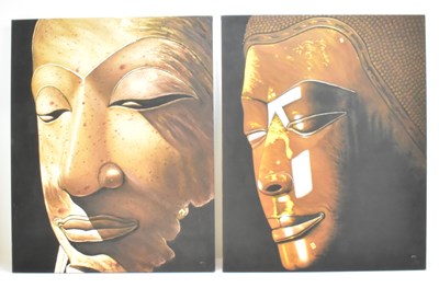 Lot 349 - UNATTRIBUTED; two large contemporary oils on...
