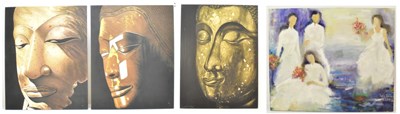 Lot 351 - UNATTRIBUTED; two large contemporary oils on...