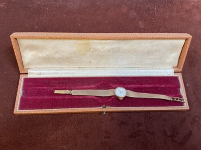 Lot 614 - LONGINES; a lady's vintage 9ct yellow gold...