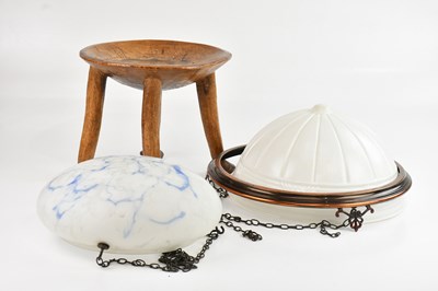Lot 1334 - Two Art Deco frosted glass plafonniers,...