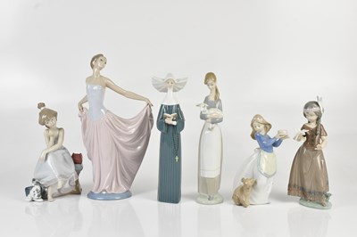 Lot 1407 - LLADRO; six figures of girls, the tallest of a...