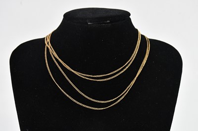 Lot 325 - A yellow metal belcher chain, length 700mm,...