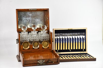 Lot 1195 - A late Victorian oak decanter box with applied...