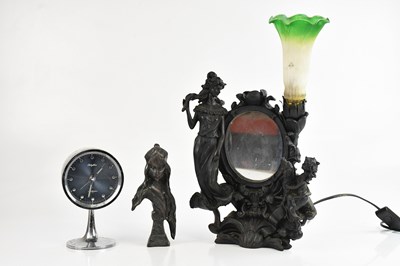 Lot 1235 - A modern Art Nouveau style table lamp/mirror,...