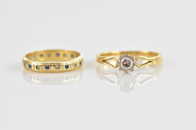 Lot 484 - A yellow and white metal diamond set solitaire...