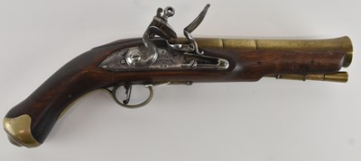 Lot 407 - A George III percussion cap flintlock pistol...