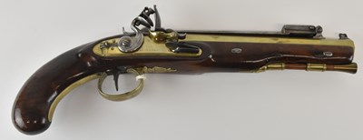 Lot 408 - W KETLAND & CO; a 28 bore flintlock pistol...