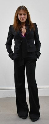 Lot 1334 - DOLCE & GABBANA; a dark grey wool pinstriped...