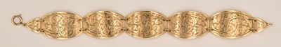 Lot 1519 - A vintage 9ct rose gold bracelet with five...