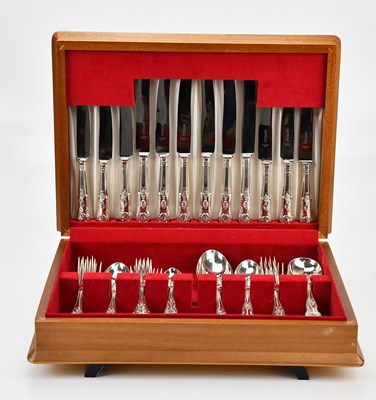 Lot 1471 - A teak canteen of silver plated cutlery in the...