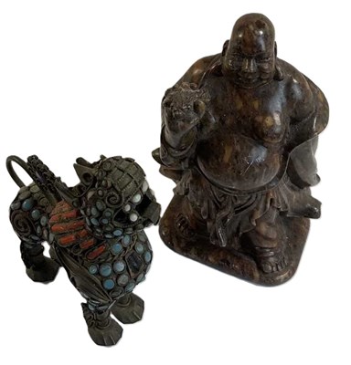 Lot 15 - A Tibetan jewelled dog, with removable head,...