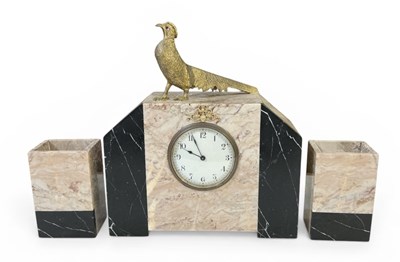Lot 142 - A 1930s Art Deco French black and white marble...