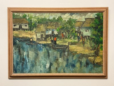 Lot 390 - UNATTRIBUTED; oil on canvas, impressionist...