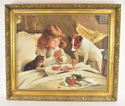 Lot 308 - AFTER CHARLES BURTON BARBER; a modern oil on...