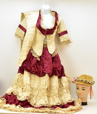 Lot 353 - A 19th century Victorian dress with claret and...