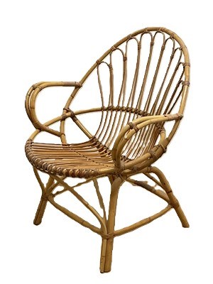 Lot 752 - A mid 20th century bamboo and rattan armchair,...