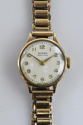 Lot 1061 - BUREN; a lady's 9ct gold cased wristwatch, the...