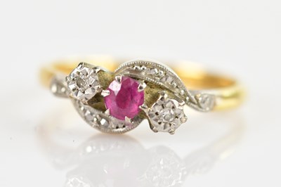 Lot 583 - A yellow and white metal illusion set diamond...