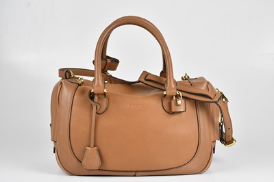Lot 1483 - JAEGER; a brown leather Boston handbag, with...