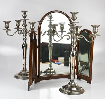 Lot 1141 - A walnut triptych dressing table mirror, with...