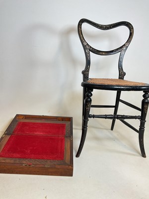 Lot 756 - A Victorian mother of pearl inlaid chair, and...