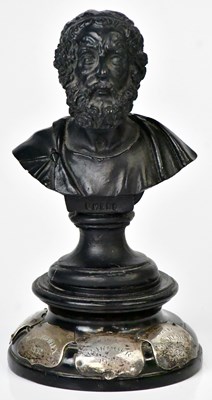 Lot 630 - A plaster bust of 'Omero' (Homer), raised on...