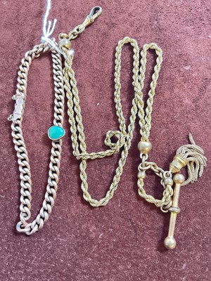 Lot 546 - A yellow metal bracelet set with stained...