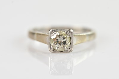 Lot 584 - A white metal diamond solitaire ring, the...